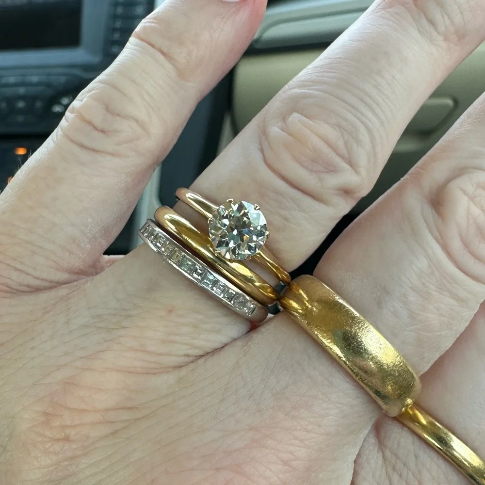 Antique 1.28ct OEC Diamond Victorian Solitaire 14K Yellow Gold Size 6.5 - Picture 7 of 13